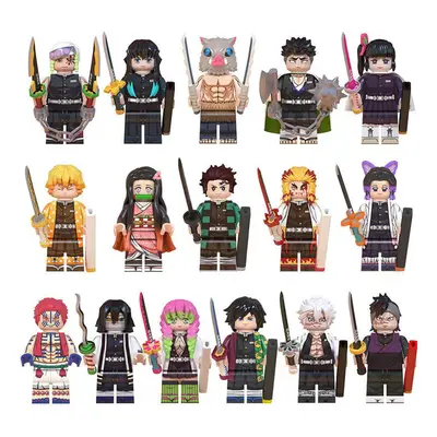 (16PCS-A+B) 24PCS Demon Slayer Series Children's Toy Fit Lego