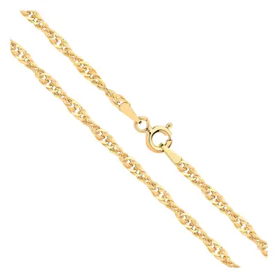 (20 Inch) 9ct Gold 2mm Tight Twist Singapore Chain Necklace - Inch