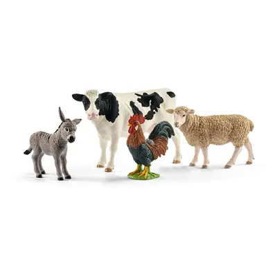 Schleich FARM WORLD - Starter Set includes x Collectible Toy Farm Animals Cow Sheep Donkey Foal 