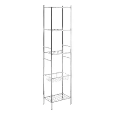 Premier Housewares Tier Chrome Shelf Unit with Basket