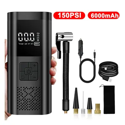 Car Tire Inflator 6000mAh 150PSI Cordless Air Compressor Bike Pump USB