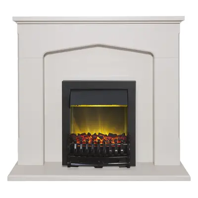 Adam Cotswold Fireplace Suite in Stone Effect with Blenheim Electric Fire in Black, Inch