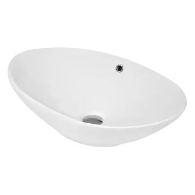 Oval Ceramic Countertop Vessel with Overflow - 588mm