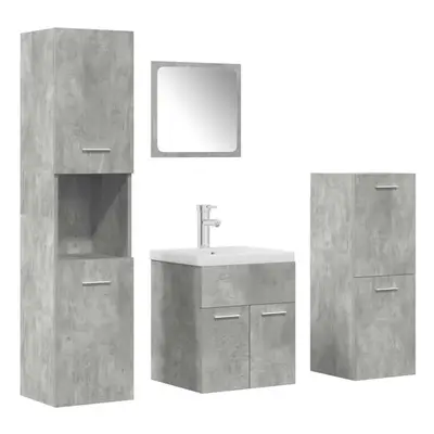 (concrete grey) vidaXL Piece Bathroom Furniture Set Concrete Grey Engineered Wood