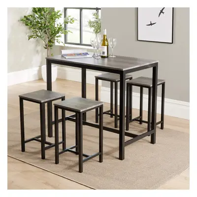 (Grey) Home Source Nicosia Table and Bar Stool Dining Set