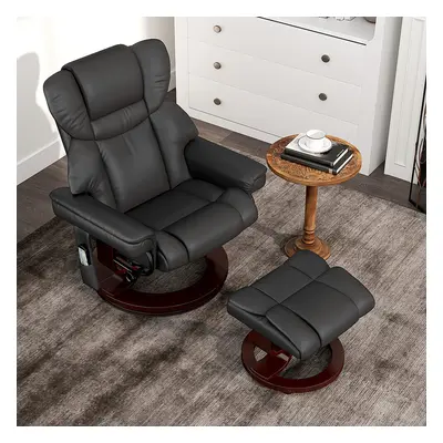 HOMCOM Massage Recliner Chair with Footstool and Adjustable Backrest, Black