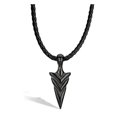 (Black, 60cm) SERASAR|Men's Premium Leather necklace "Arrow"