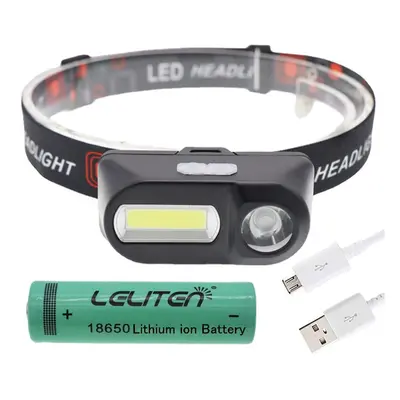 (A Packing, With Battery) Portable mini XPE+COB LED Headlamp USB Rechargeable Camping Head lamp 