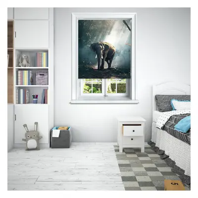 (120 cm Width x cm Drop, Elephant) Lister Cartwright Photographic Blackout Roller Blinds Easy to