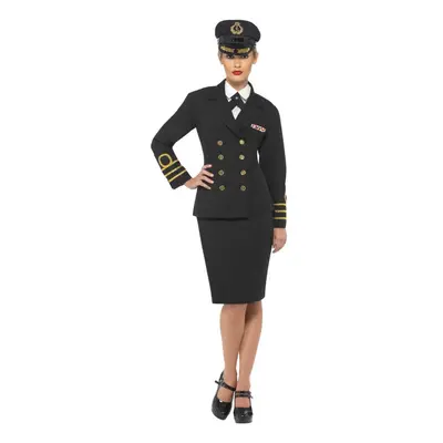 (L, Black) Smiffys Womens/Ladies Navy Officer Costume Set