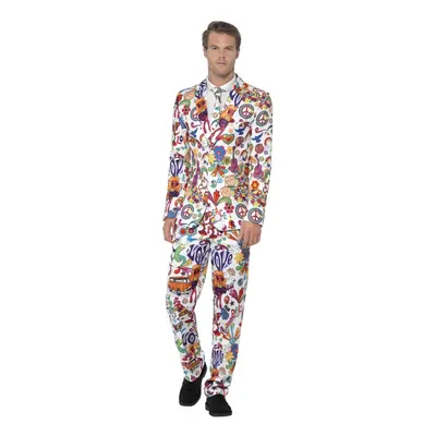 (M, Multicoloured) Smiffys Mens Groovy Costume Set