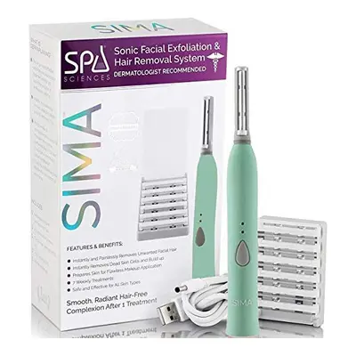 Spa Sciences SIMA Sonic Dermaplaning Tool-Professional & Painless in Facial Exfoliation & Peach 