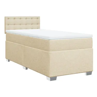 vidaXL Box Spring Bed with Mattress Bed Frame Bedstead Cream 90x200 cm Fabric