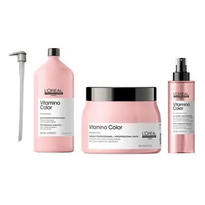 L'Oreal Serie Expert Vitamino Color - Pump - Shampoo 1500ml - Mask 500ml - Leave In Treatment 19