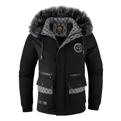 (black, 3XL) Winter Padded Thickened Coat Men&apos;s Casual Versatile Fashion High-quality Stand