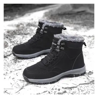 (black, 43) Tuinanle Snow Shoes For Women Winter Plush Warm Platform Couple Black Shoes Non Slip