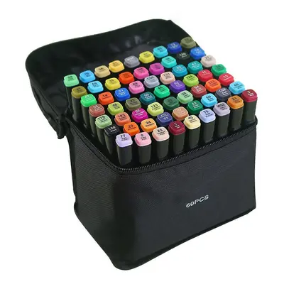 (60 Colors) 24/36/48/60 Color Double-headed Oily Marker Pen Multifunctional Portable Painting To