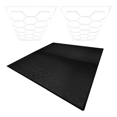 (Hexagon LED Lights x & Vented Garage Floor Tiles x With Edges - Black) Vented Garage Floor Tile