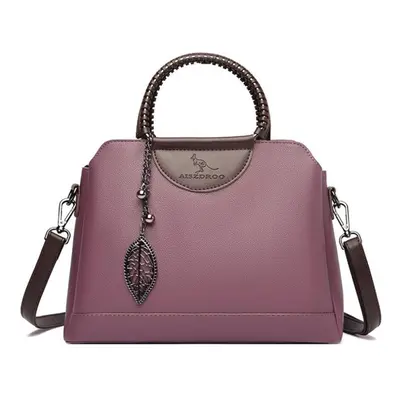 (purple) Layers Large Capacity Handbag Women Tote Bag High Quality Leather Shoulder Messenger Ba