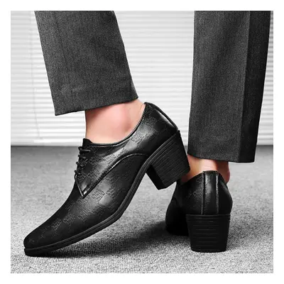 (black, EU:38) Men High Heels White Leather Derby Wedding Dress Dance Business Formal Elevator S