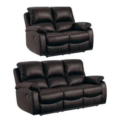 Roma Brown Leather Recliner 3+2 Seater Sofa Set