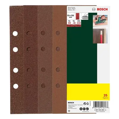 Bosch 2607019499, Sanding Sheet Set for Orbital Sanders, Grit, 93x230mm, Red