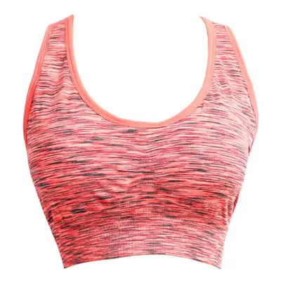 (Red, M) Women Fitness Yoga Sports Bra Contrast Padded Wire Free Seamless Push Up Running Gym Ra