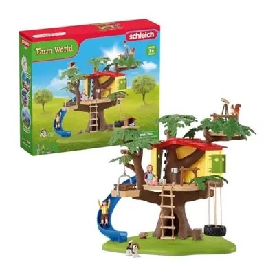 FARM WORLD â Adventure Tree House Playset, 60-Piece Detailed Tree House Play Set with Tire Swi