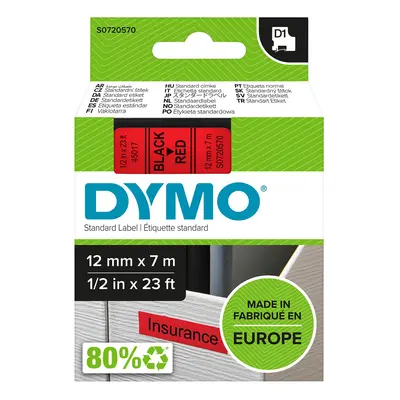 Dymo D1 12mm Ribbon- Black/Red