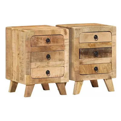 vidaXL Bedside Cabinet pcs 37x32x50 cm Solid Wood Rough Mango bedside table