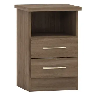 Nevada Bedside Drawer in Rustic Oak Effect Metal Runners Handles