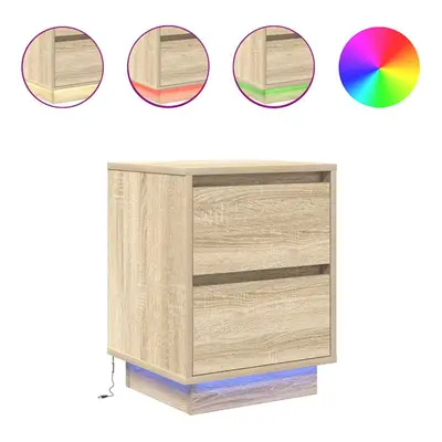 (sonoma oak, x x cm/ pcs) vidaXL Bedside Cabinets with LED LightsÂ pcs Black 38x34x50 cm bedside