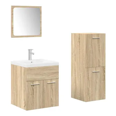 (sonoma oak) vidaXL Piece Bathroom Furniture Set Sonoma Oak Engineered Wood