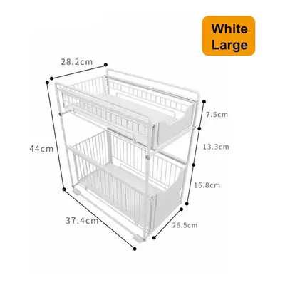 (White, L) Bathroom Storage Rack Fridge Side Shelf Layer Removable Kitchen Bathroom Organizer Sh