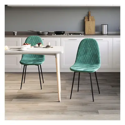 (Green, 2) Luton Velvet Dining Chair Set Kitchen Room Home