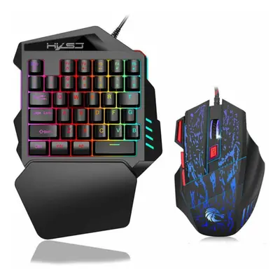 Single Hand One-Handed Gaming Keyboard Keys RGB Backlit Portable Mini Gaming Keypad Mouse Set Fo