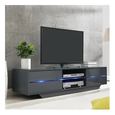 Sienna TV Stand In Grey High Gloss With Multi LED Lighting