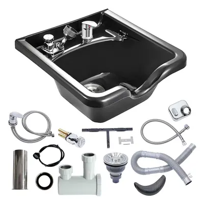 VEVOR Shampoo Bowl Hair Sink for Salons, Black Hairdresser Basin, ABS Plastic Spa Hair Washing W