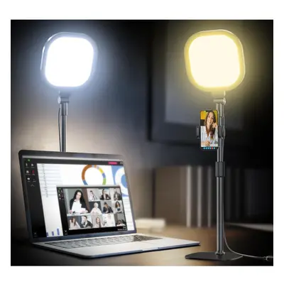 (Black pack) Desktop Video Conference Lights for Zoom Meetings,Computer Desk Ring Light with Sta