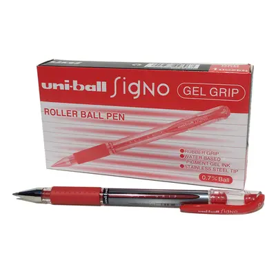 Uni-Ball UM-151S Signo Gel Pens with Gel Grip, Red Gel, 0.7mm Stainless Steel Nib (Pack of 12)