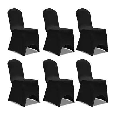 vidaXL 6x Chair Cover Stretch Black Banquet Seat Furniture Slipcover Protector