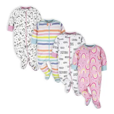 Onesies Brand Baby Girls' 4-Pack Sleep 'N Play Footies Multi Pack Pink Unicorns Months