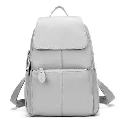 (grey) Zency Fashion Soft Genuine Leather Large Women Backpack Quality A+ Ladies Travel Knapsack