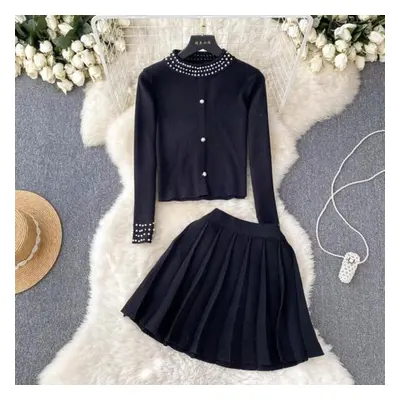 (black, One Size) Spring Autumn Women Luxury Beading Knitted Sweater Outfits Fashion Pullover To