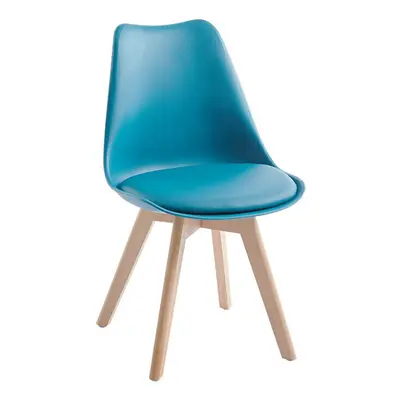 (BLUE, 4) D&S Tulip Chair Plastic Wood Retro Dining Chairs White Black Grey Red Yellow Blue