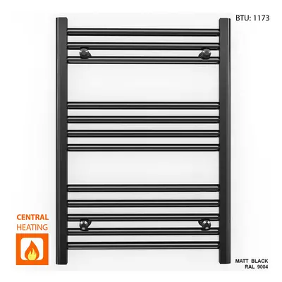 (Angled Black Valves, x 700mm (BTU: 1173)) 550mm Wide Black Towel Rail Radiator With Valves