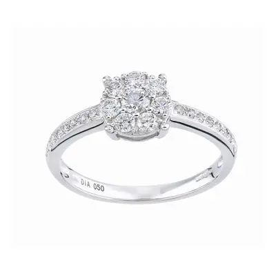 (J) Jewelco London Women 9ct (375) White Diamond Engagement Ring