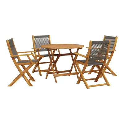 vidaXL Garden Dining Set Piece Chairs Grey Polypropylene and Solid Wood