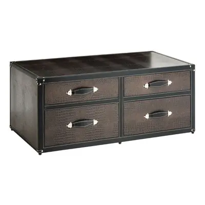 4 Drawer Storage Trunk, Luxe Faux Snake Skin and Modern Appeal Storage Chest Trunk, Vintage Stor