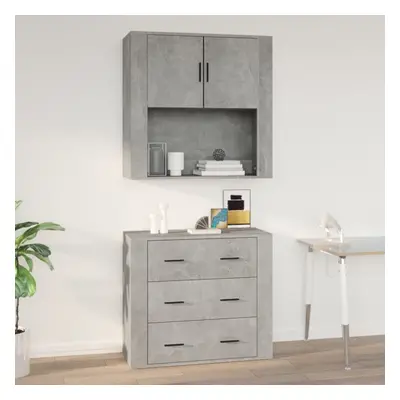 vidaXL Wall Cabinet Concrete Grey Engineered Wood Sideboard Home Organiser